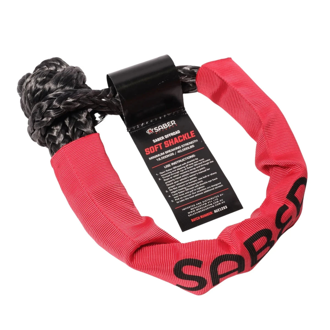 Saber Soft Shackle with Protective Sheath - 18,000KG - Saber Offroad - SBR-18KSSB - Caravan World