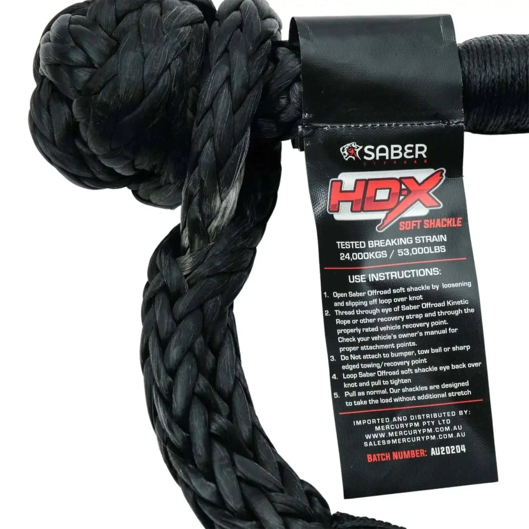 SaberPro 24,000KG HDX Soft Shackle with Technora Binding - Saber Offroad - SBR-24KTBSSB - Caravan World