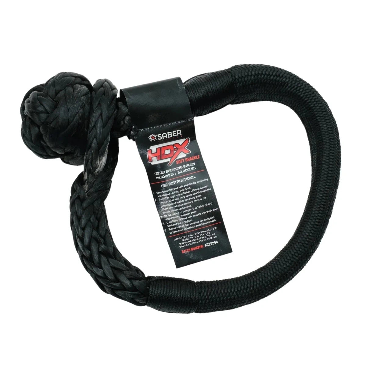 SaberPro 24,000KG HDX Soft Shackle with Technora Binding - Saber Offroad - SBR-24KTBSSB - Caravan World
