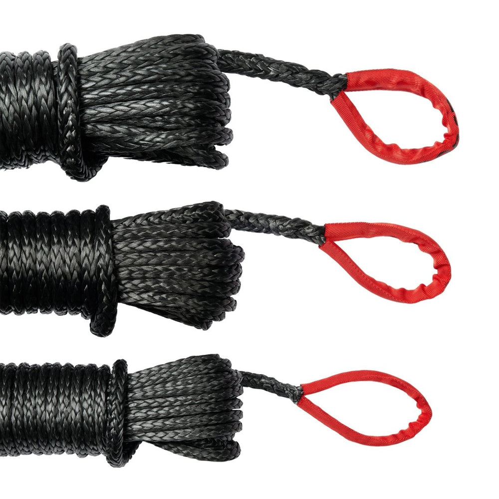 SaberPro - Black Winch Extension Ropes With Red Sheath Eyes - Saber Offroad - SBR-13WERS - Caravan World