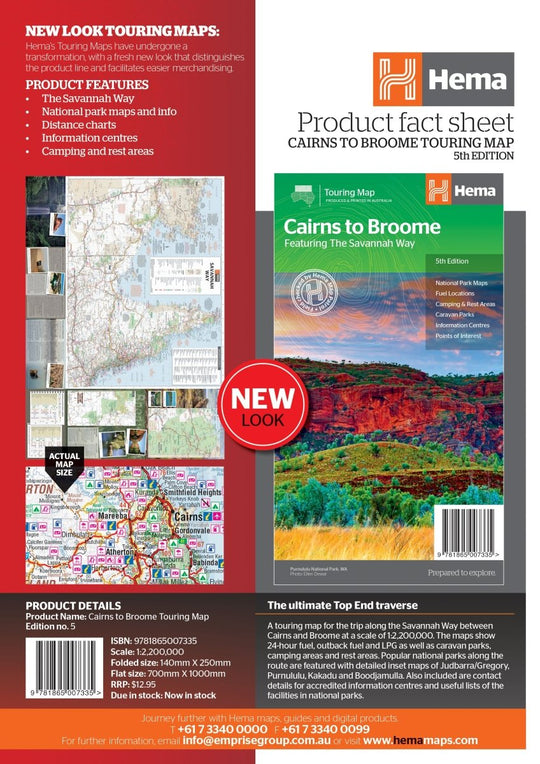 Savannah Way - Cairns to Broome Map - Hema Maps - Maps - 9781865007335 - Caravan World