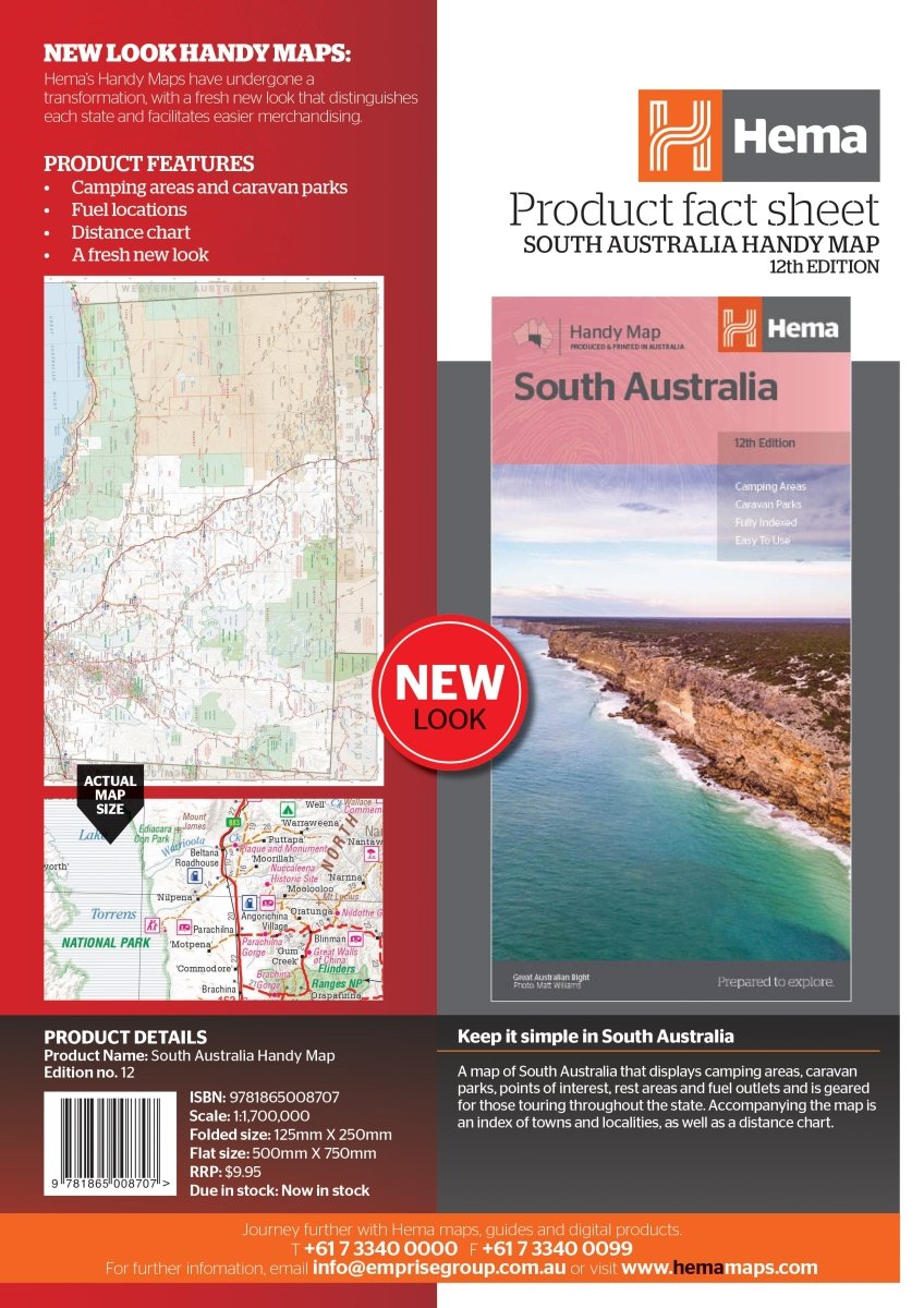 South Australia Handy Map - Hema Maps - Maps - 9781865008707 - Caravan World