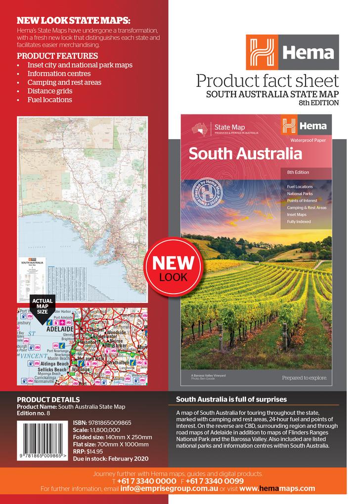 South Australia State Map - Hema Maps - Maps - 9781865009865 - Caravan World