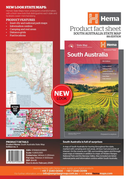 South Australia State Map - Hema Maps - Maps - 9781865009865 - Caravan World
