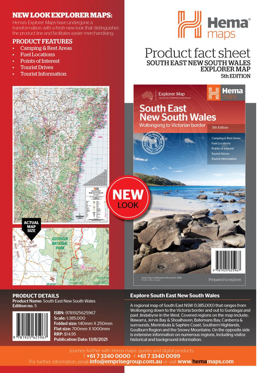South East New South Wales Map - Hema Maps - Maps - 9781925625967 - Caravan World
