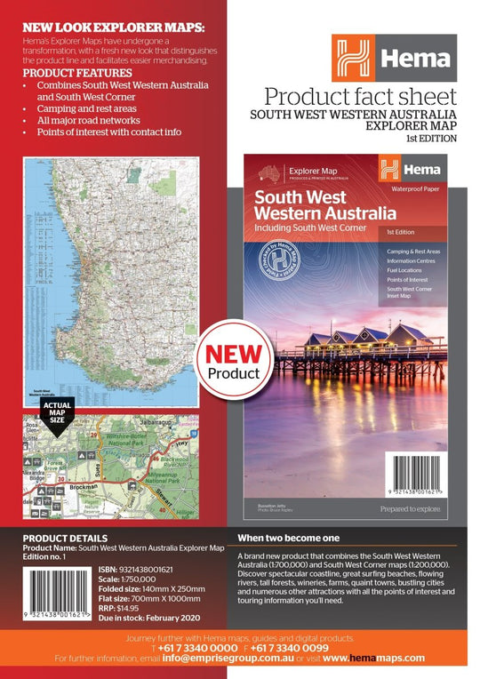 South West Western Australia Map - Hema Maps - Maps - 9321438001621 - Caravan World