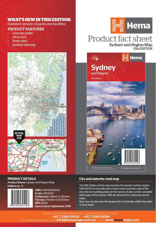 Sydney & Region Map - Hema Maps - Maps - 9781925625103 - Caravan World