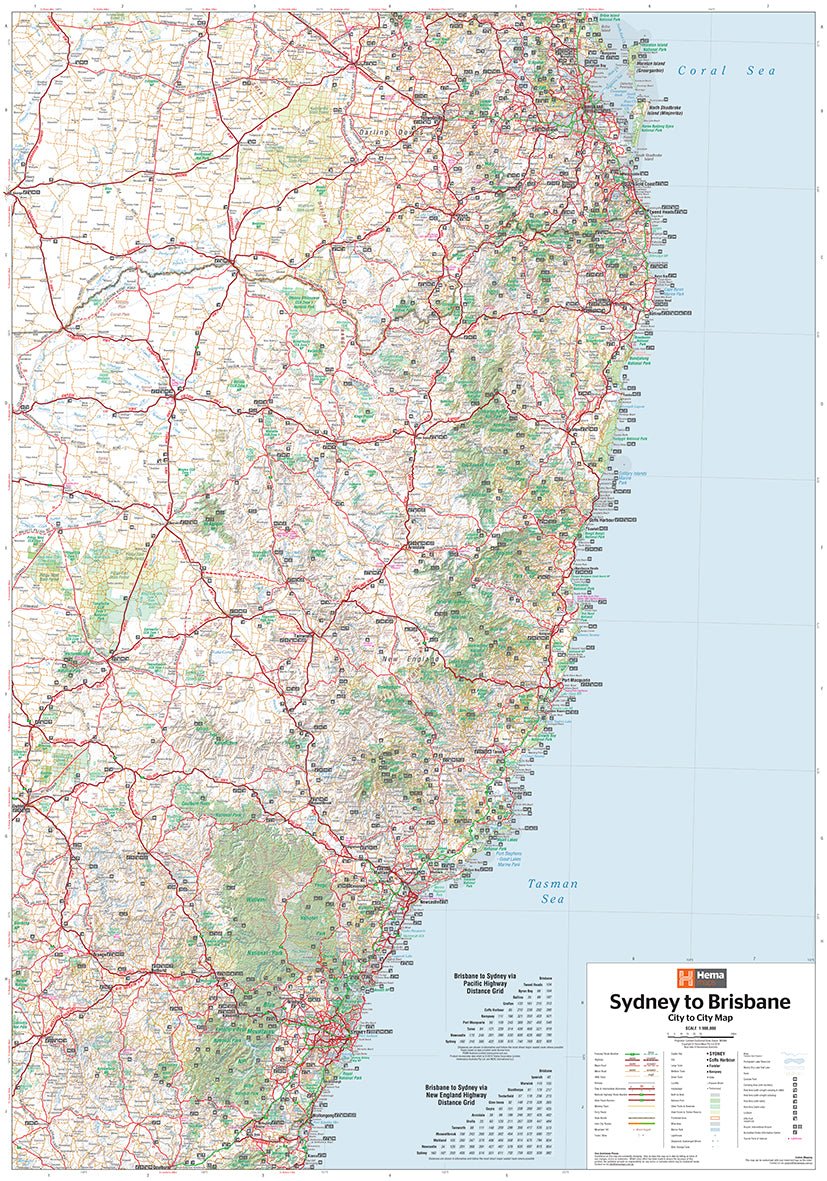 Sydney to Brisbane Map - Hema Maps - Maps - 9321438001980 - Caravan World