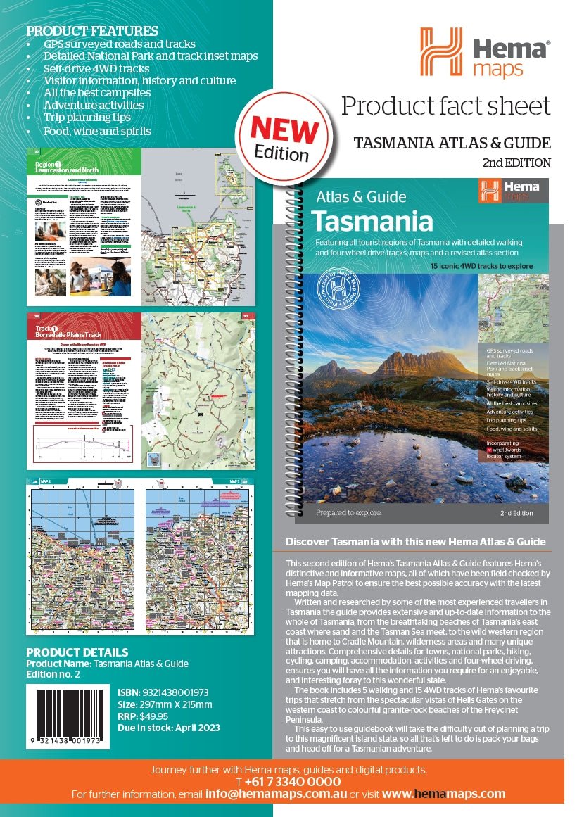 Tasmania Atlas & Guide - Hema Maps - Books - 9321438001973 - Caravan World
