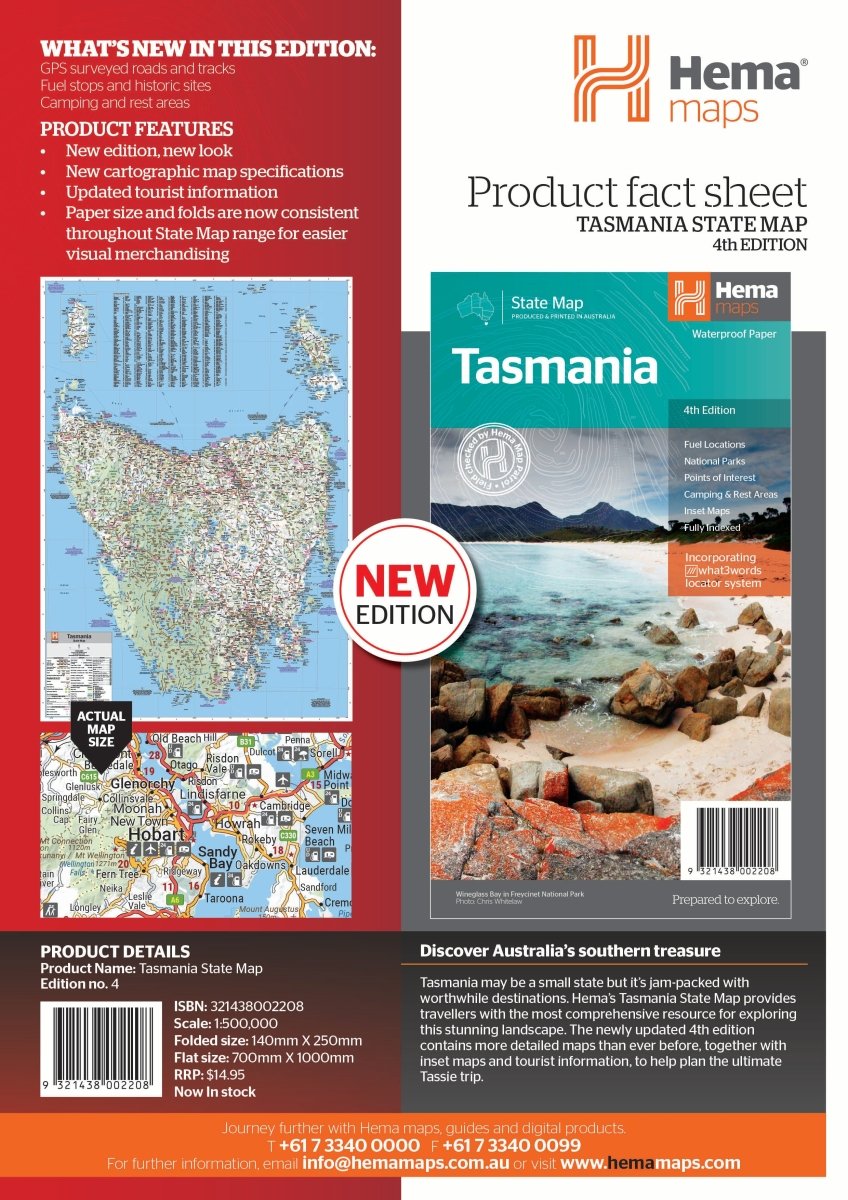 Tasmania State Map - Hema Maps - Maps - 9321438002208 - Caravan World
