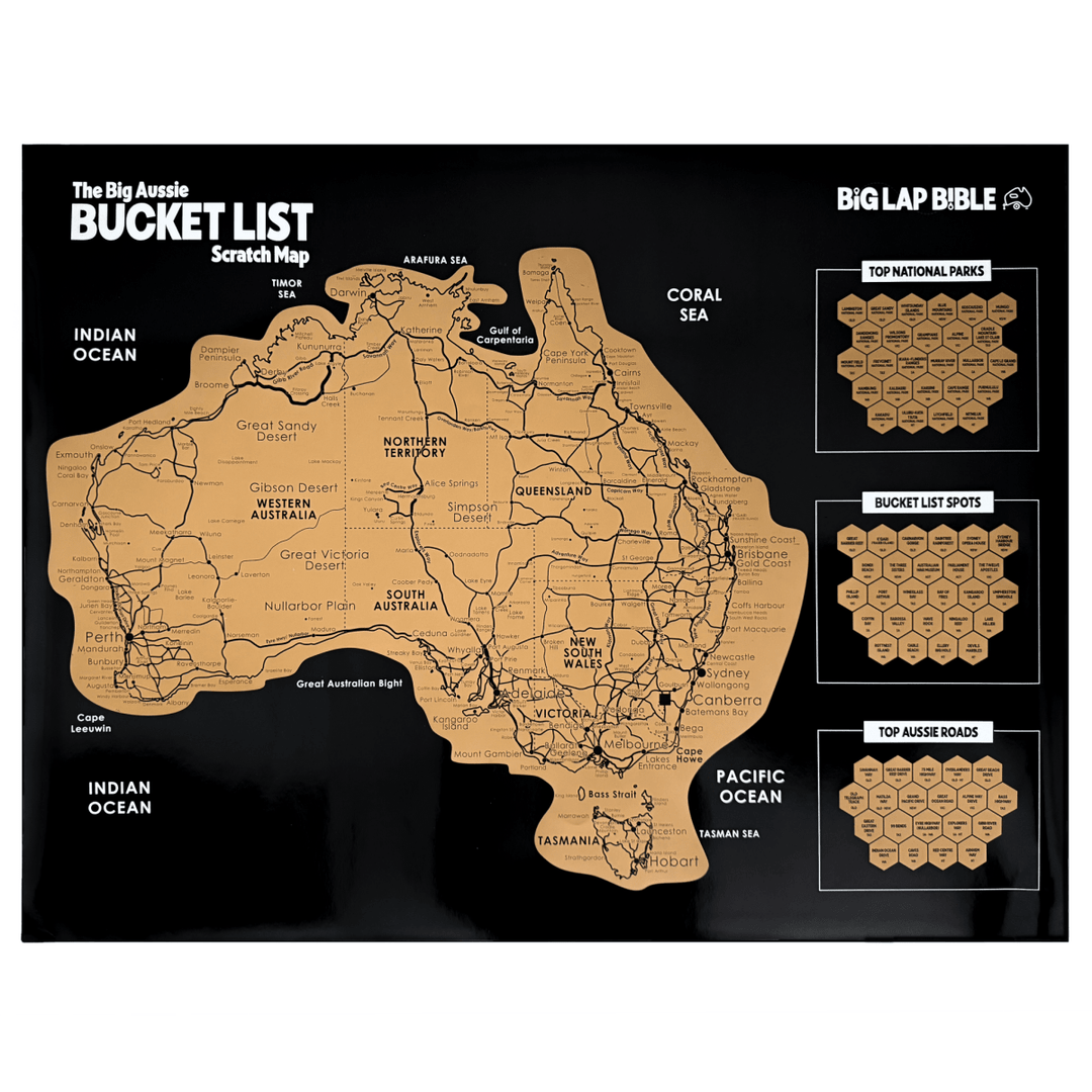 The Big Aussie Bucket List Scratch Map - Big Lap Bible - 743966186783 - Caravan World