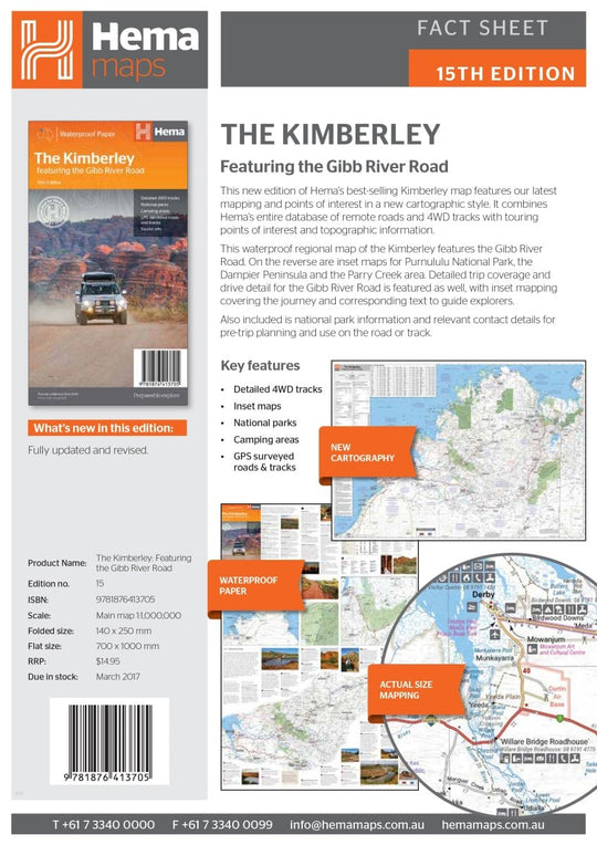 The Kimberley Map - Hema Maps - Maps - 9781876413705 - Caravan World