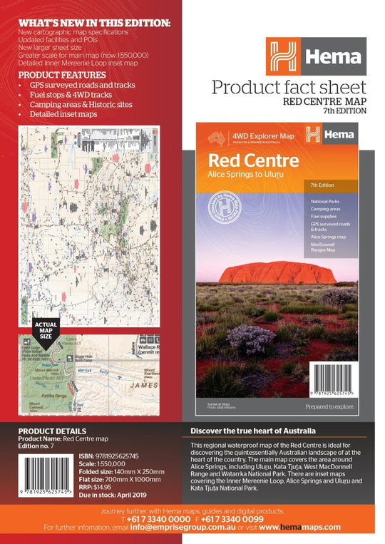 The Red Centre Map - Hema Maps - Maps - 9781925625745 - Caravan World