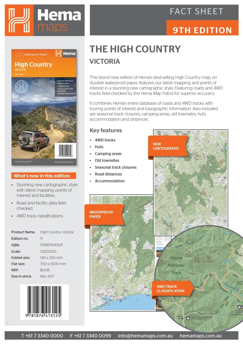 The Victorian High Country Map - Hema Maps - Maps - 9781876413125 - Caravan World