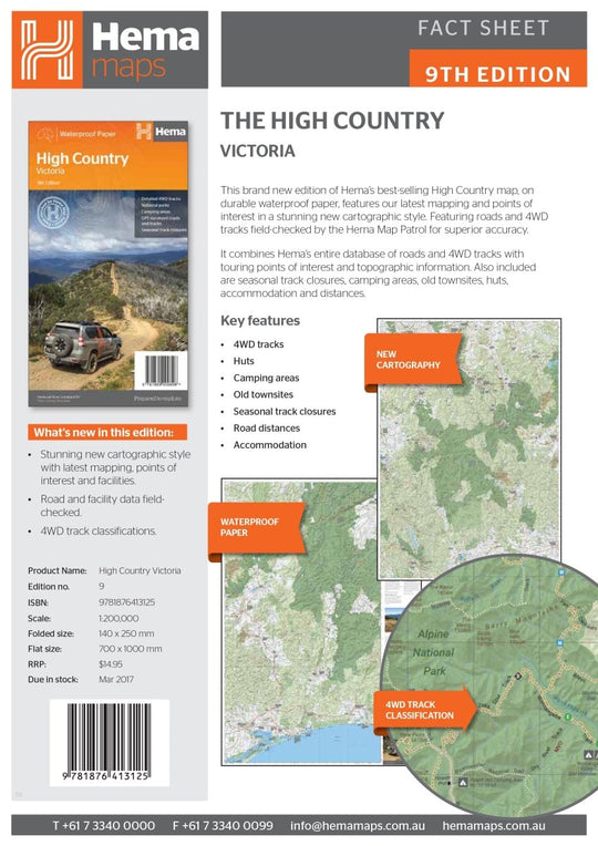The Victorian High Country Map - Hema Maps - Maps - 9781876413125 - Caravan World
