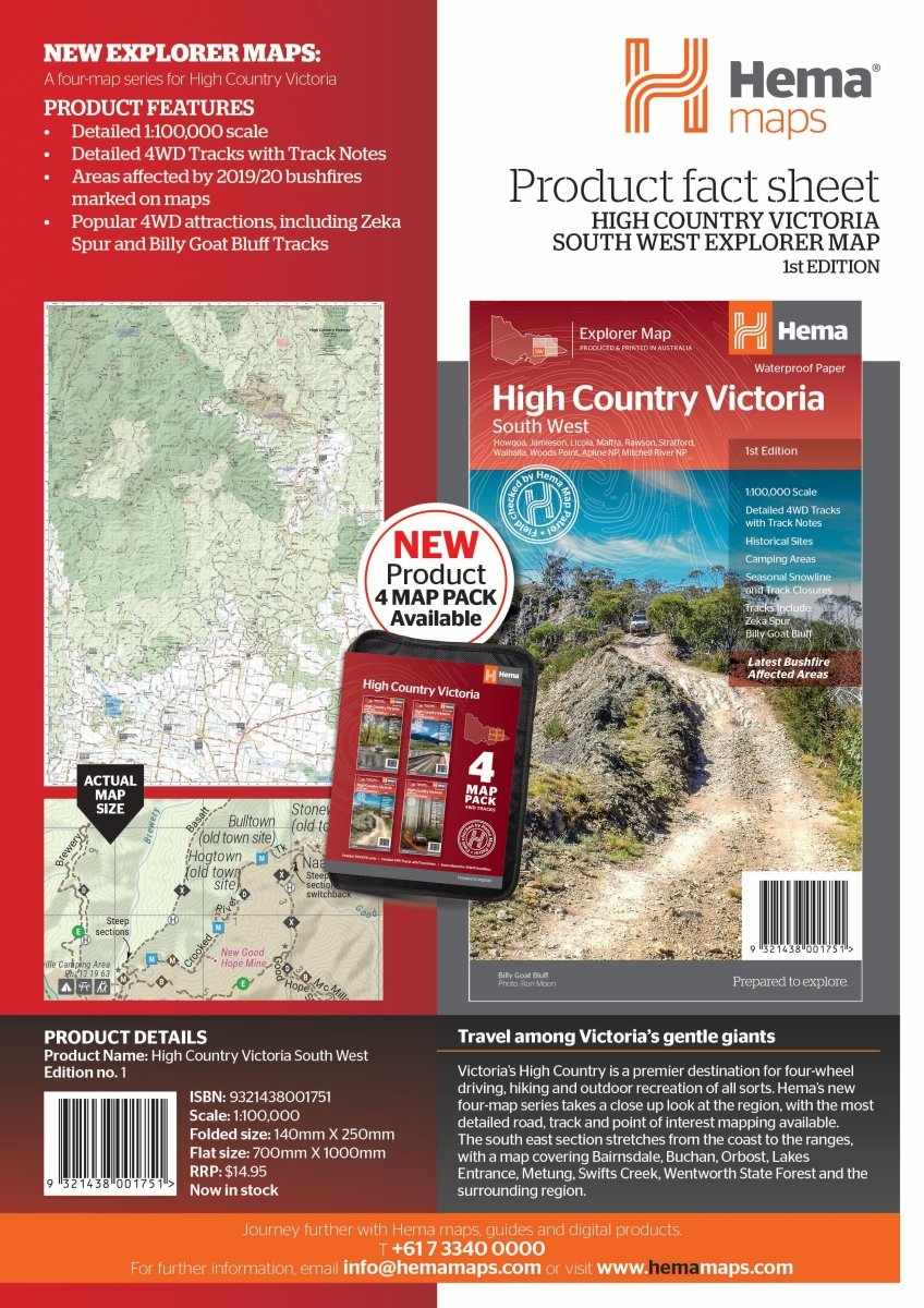 The Victorian High Country - South Western Map - OE - Hema Maps - Maps - 9321438001751 - Caravan World