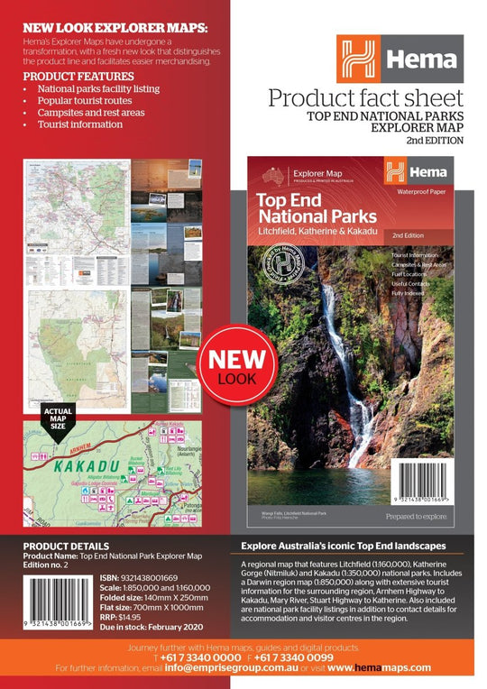 Top End National Parks Map: Litchfield, Katherine & Kakadu - Hema Maps - Maps - 9321438001669 - Caravan World