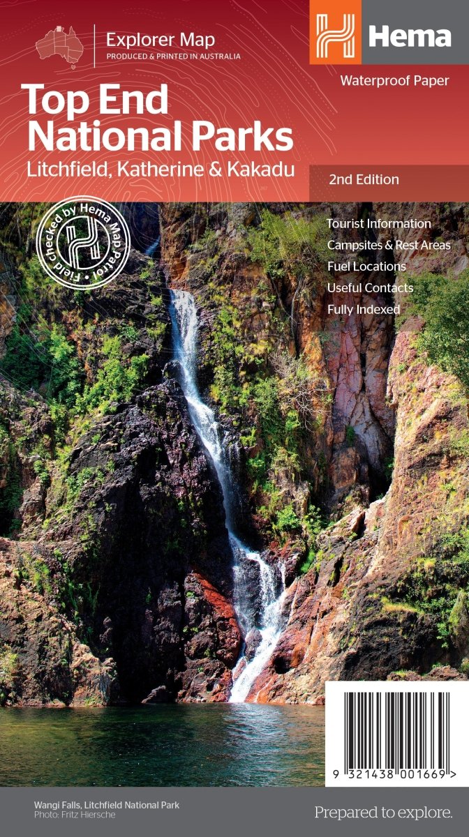 Top End National Parks Map: Litchfield, Katherine & Kakadu - Hema Maps - Maps - 9321438001669 - Caravan World