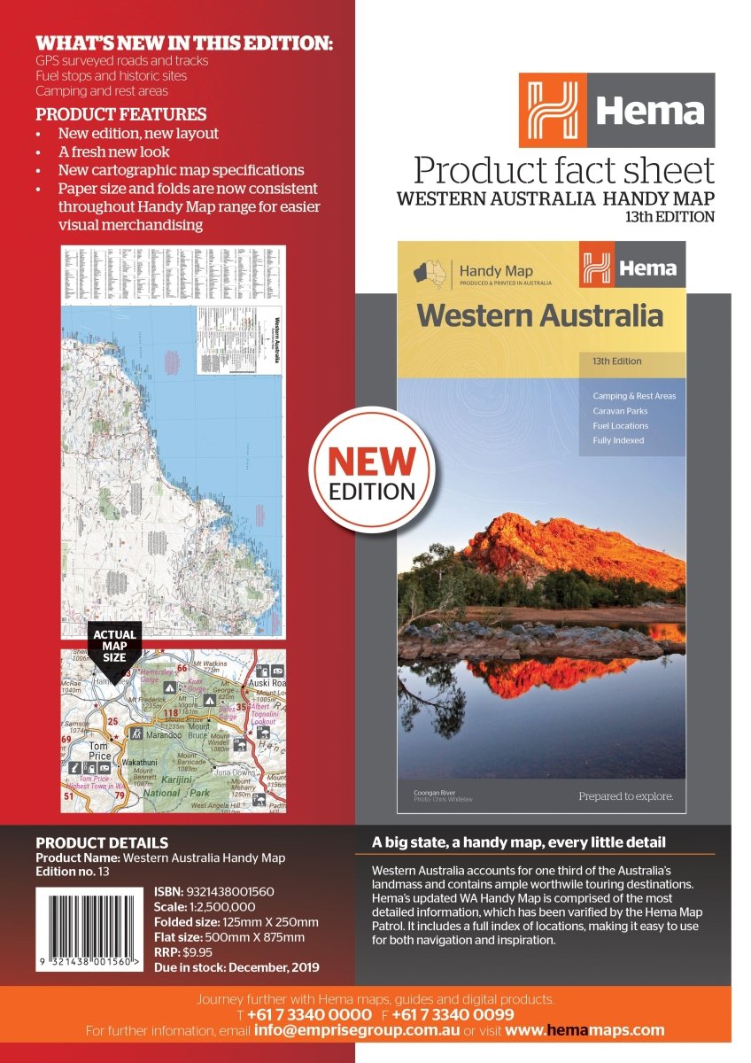 Western Australia Handy Map - Hema Maps - Maps - 9321438001560 - Caravan World