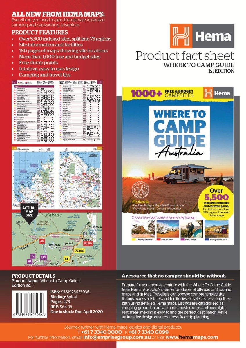 Where to Camp Guide - Hema Maps - Books - 9781925625936 - Caravan World