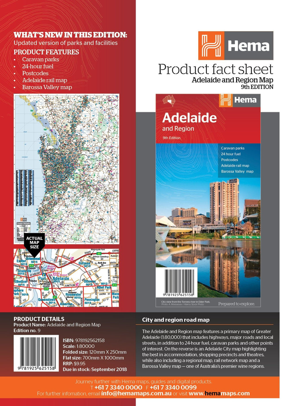 Adelaide and Region Map - Hema Maps - 9781925625158 -Caravan World Australia