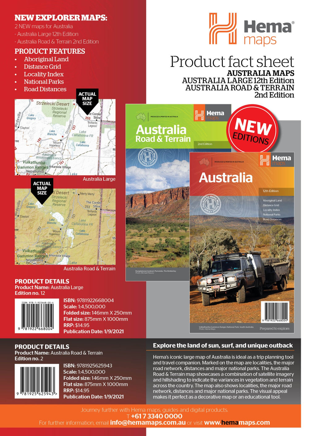 Australia Road & Terrain Map - Hema Maps - 9781925625943 -Caravan World Australia