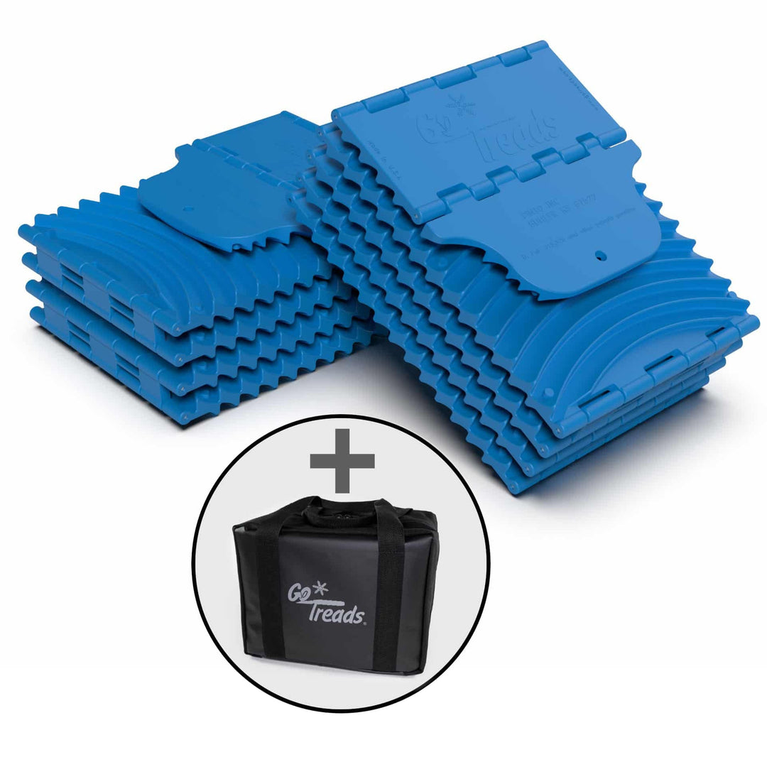 GoTreads XL Folding Recovery Boards Blue - (1x Pair) in Storage Bag - GoTreads - GT9XL-BUNDLE-BLUE -Caravan World Australia
