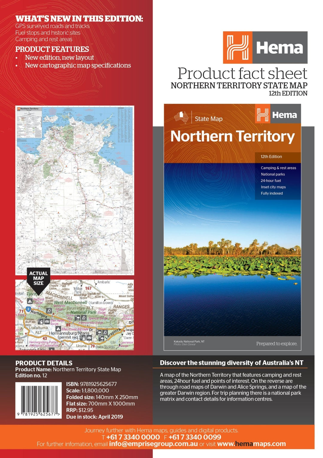 Northern Territory State Map - Hema Maps - 9321438001508 -Caravan World Australia